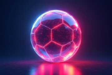 Fototapeta premium Futuristic Neon Soccer Ball in Vibrant Colors