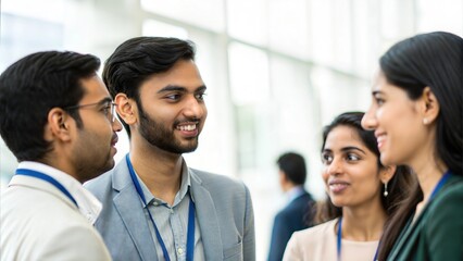 Indian College Students Networking at Conference
