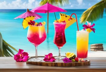 Obraz premium dynamic duo vibrant beverage combinations featuring colorful ingredients eye catching presentation refreshing enjoyment, pair, drink, cocktail, smoothie