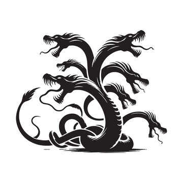 black hydra monster on white background clip art preview
