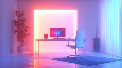 Neon-Lit Gaming Setup: A Dream Workspace