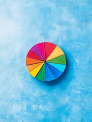 Fototapeta premium A Colorful Spectrum Pie Chart - A vibrant pie chart symbolizes data, diversity, unity, balance, and harmony. The colors represent different segments or aspects