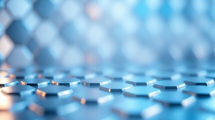 Obraz premium Abstract geometric background with a blue metallic hexagon pattern creates a modern tech aesthetic.