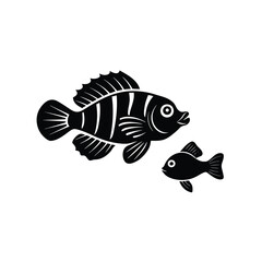 Mandarinfish Silhouette Vector Art Illustration & Black Color Design of Mandarinfish Fish