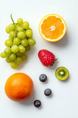 Set of Fruits on White Background