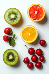 Set of Fruits on White Background