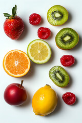 Set of Fruits on White Background