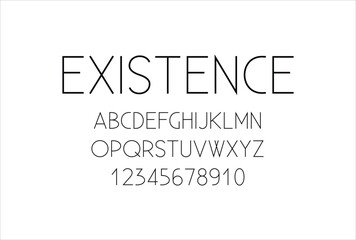 Existence font for logo and headline. Isolated vector typeset