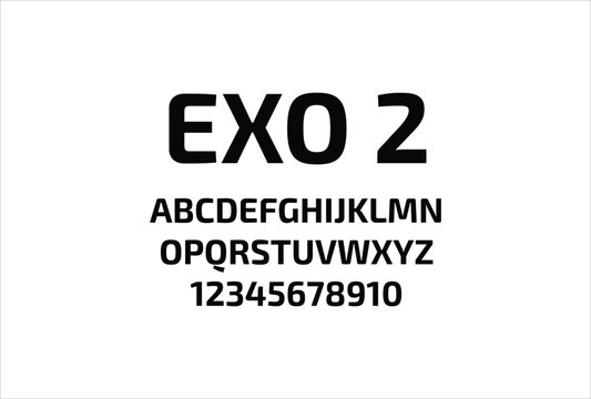 Exo 2 font for logo and headline. Isolated vector typeset