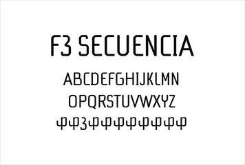 f3 Secuencia font for logo and headline. Isolated vector typeset