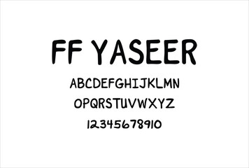 FF Yaseer font for logo and headline. Isolated vector typeset