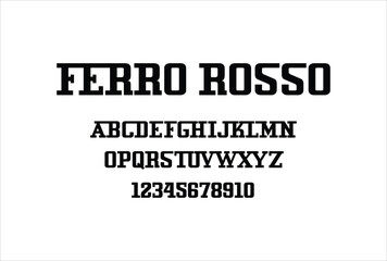 Ferro Rosso font for logo and headline. Isolated vector typeset