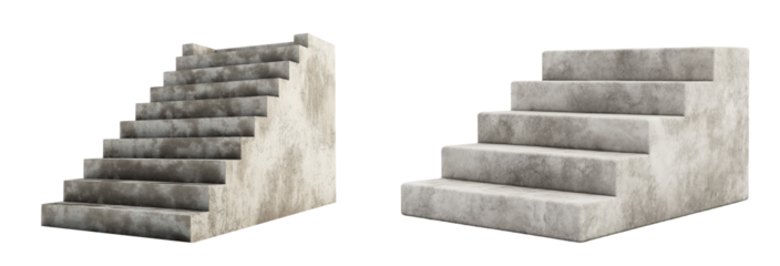 3D rendering of concrete stairs isolated on white or transparent background