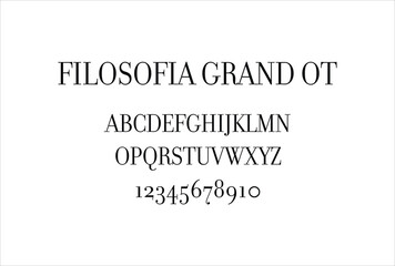 Filosofia Grand OT font for logo and headline. Isolated vector typeset