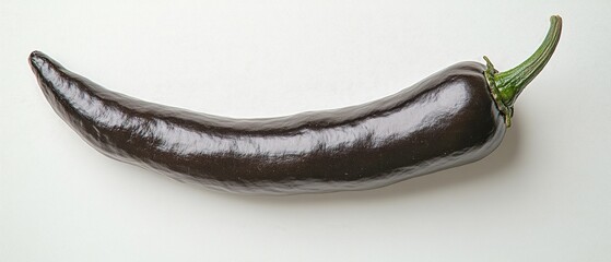 Single Black Chili Pepper on White Background