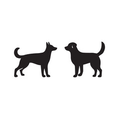 Vector black silhouette of a dog isolated on a white background