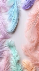 Fototapeta premium Soft, blurred feathers blend with pastel tones, evoking a romantic, dreamlike quality in a gentle and ethereal environment