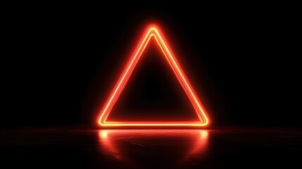 Glowing Neon Triangle Frame in Dark Setting