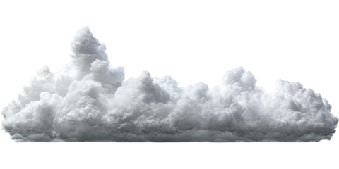 [Transparent Background PNG]Fluffy Cloudscape Isolated on White Background