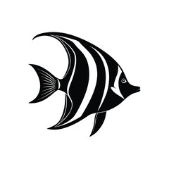 Moorish Idol Silhouette Vector Art and Moorish Idol Black Color Fish Design