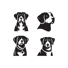 Vector black silhouette of a dog isolated on a white background