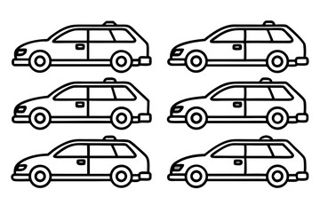 Autonomous Car Line Art Vector Bundle