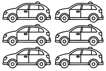 Autonomous Car Line Art Vector Bundle