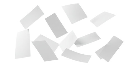 a4 papers flying isolated on transparent background,
