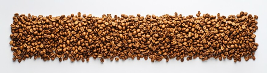 Fototapeta premium Roasted Coffee Beans Arranged In A Row