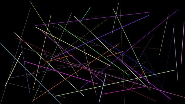 " colored straight lines appearing randomly and moving
on the monitor ideal as a concentration of digital randomness"
