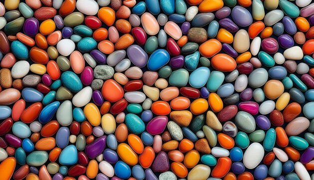 seamless multicolored texture of oval colored stones as a backgr