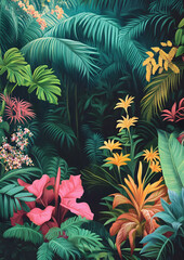 Lush Tropical Jungle Landscape Scene