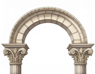 Obraz premium antique stone arch with atlantes in the form of columns isolated