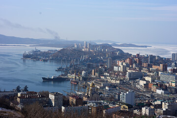 Port city in winter