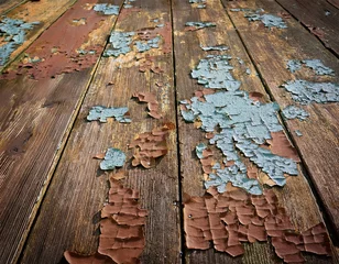peeling paint on an old wooden floor grunge background © JamesS