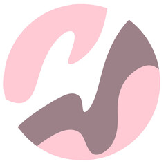 pink circle with curve motif
