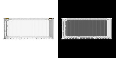 Transparent intermodal container without side wall. The concept of transparent logistics and service. Alpha Channel. White background. 3D illustration