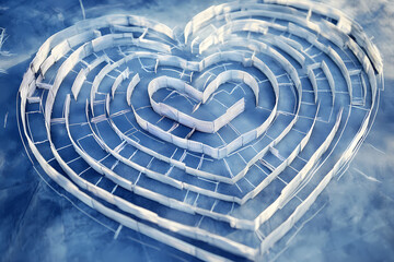 Architectural blueprint of heart shaped garden maze