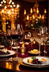 exquisite wine glasses adorned tantalizing gourmet dishes displaying elegance flavorful pairings luxurious dining experiences, luxury, food, tableware