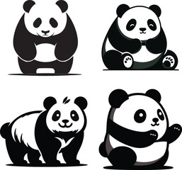 Cute Panda Vector Set – Adorable Cartoon Panda Illustrations