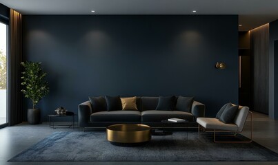 Modern Dark Living Room Interior Design