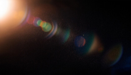 designed film texture background with heavy grain dust and a light leak real lens flare shot in studio over black background easy to add as overlay or screen filter over photos overlay