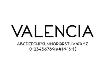 Valencia font for logo and headline. Isolated Vector typeset
