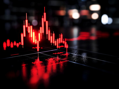 Dynamic Red Finance Chart Analysis in Stock Market Trading Environment Visual Insights and Trends for Investors