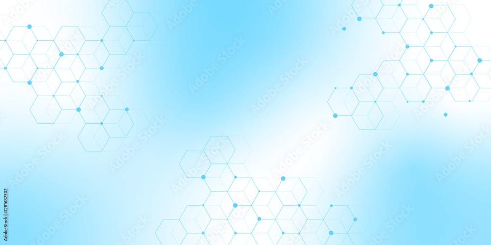 Fototapete molecular structure abstract tech background. geometric blue background. vector banner design with h