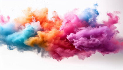colorful smoke and clouds on white background