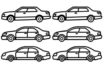 Hybrid Car Line Art Vector Bundle Design Set