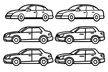 Fototapeta premium Hybrid Car Line Art Vector Bundle Design Set