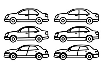 Hybrid Car Line Art Vector Bundle Design Set