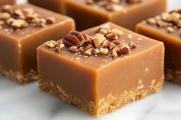 Caramel Pecan Squares on Marble